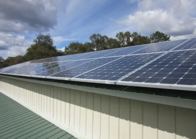 solar panels on a roof.